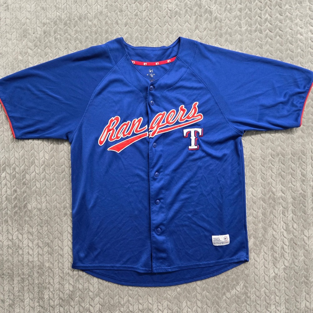 Dynasty‎ Texas Rangers MLB Baseball Jersey Royal Blue Men Large Embroidered